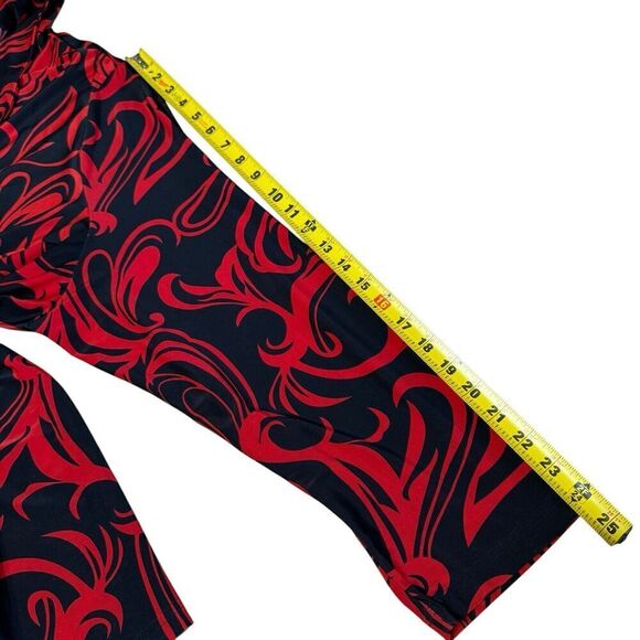 Ulla Popken Open Jacket Red Black 32/34 Artsy Classic Relaxed Stretch - Picture 7 of 8